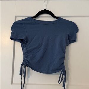 Blue Ruched Crop Top